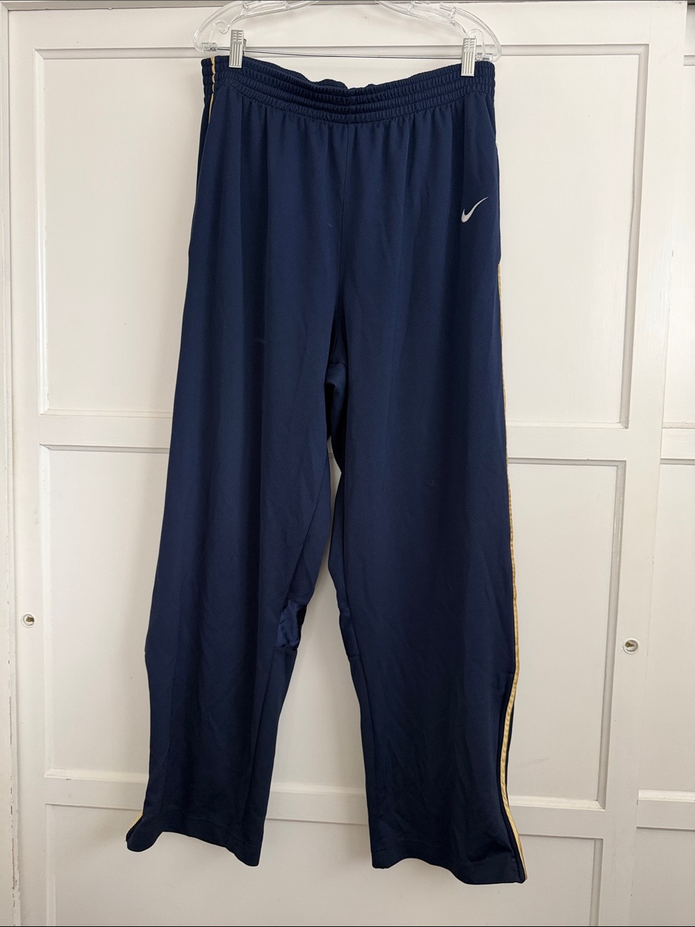 Nike Navy Track Pants with Gold Side Stripe